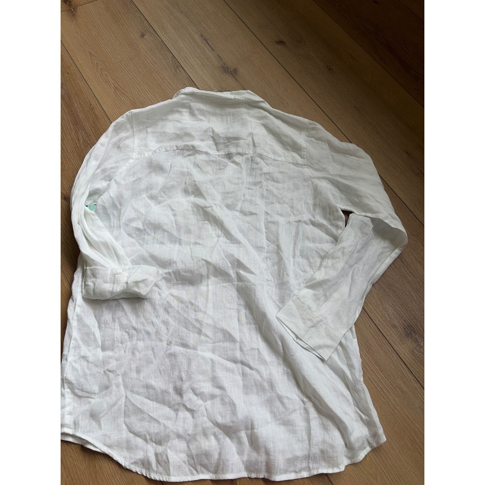 Sigrid Olsen Womens White 100% Linen Button Up Shirt Long Sleeve NWT Size L - Picture 7 of 8